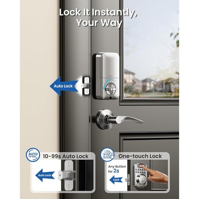 Keyless Entry KS02B Satin Nickel Keypad Deadbolt with Door Lever
