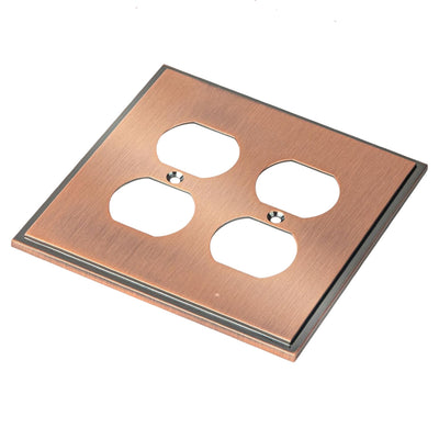 Harmon Antique Copper Double Duplex Soft Modern Outlet Cover