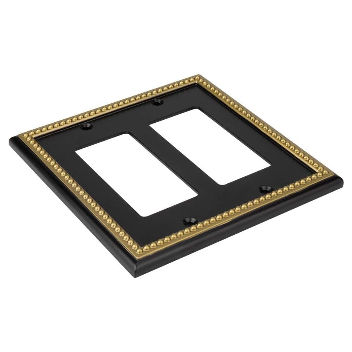 Harmon Black and Brushed Gold Double Decora Decorative Switchplate Cover