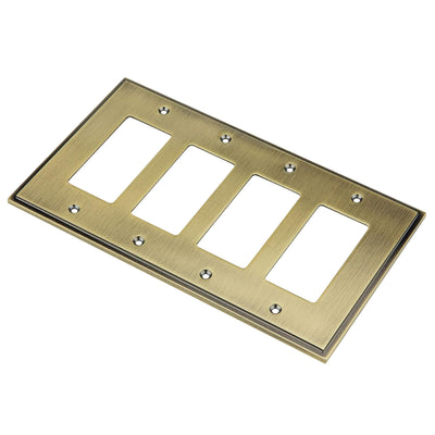 Harmon Antique Brass Quad Decora Soft Modern Switchplate Cover