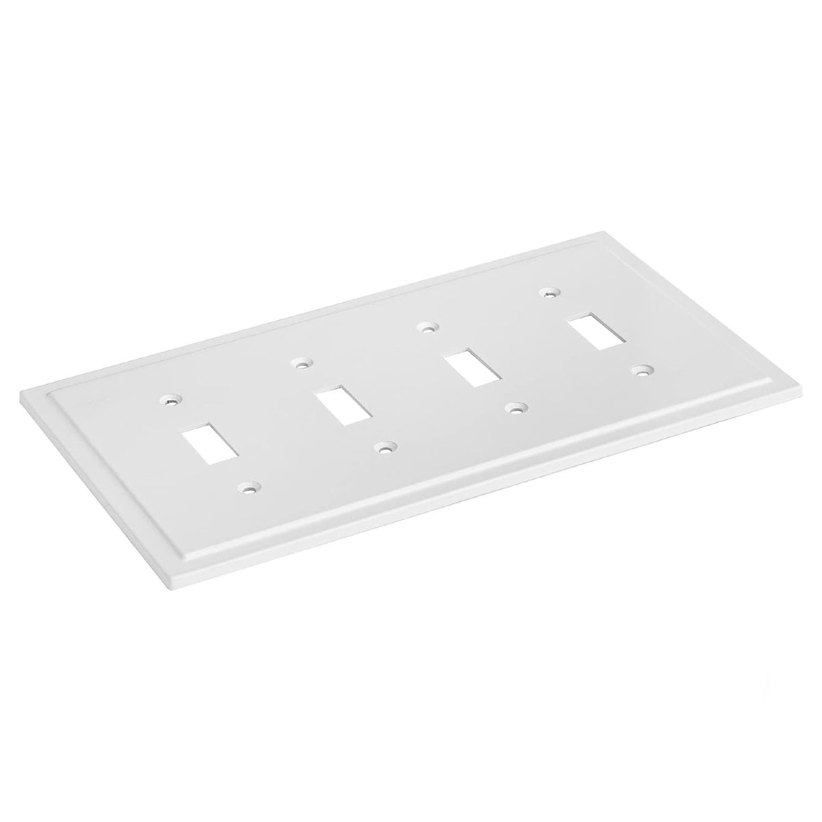 Harmon White Quad Toggle Modern Edge Switchplate Cover
