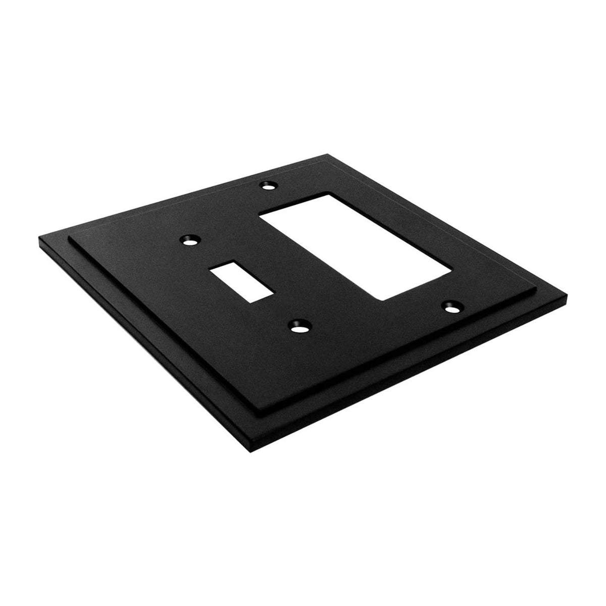 Harmon Matte Black Single Toggle / Single Decora Modern Edge Switchplate Cover