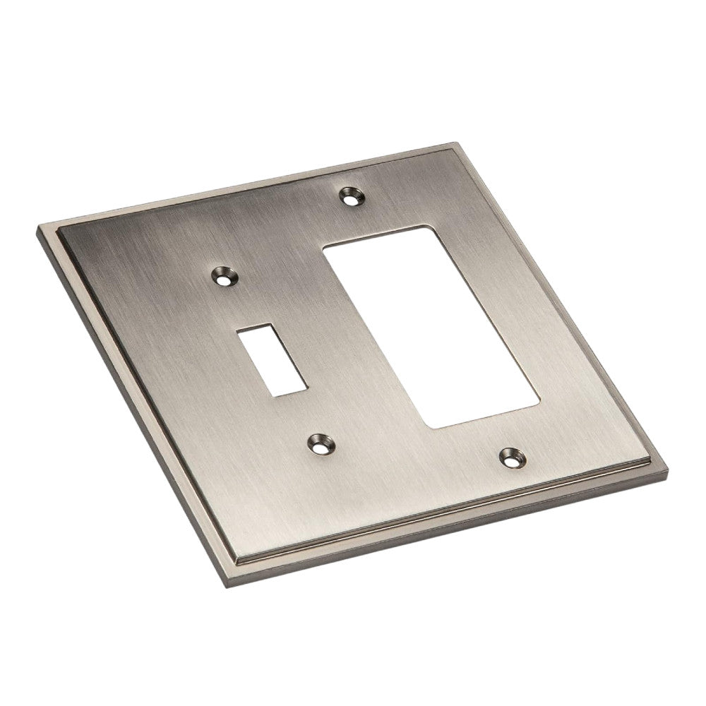 Harmon Satin Nickel Single Toggle / Single Decora Soft Modern Switchplate Cover