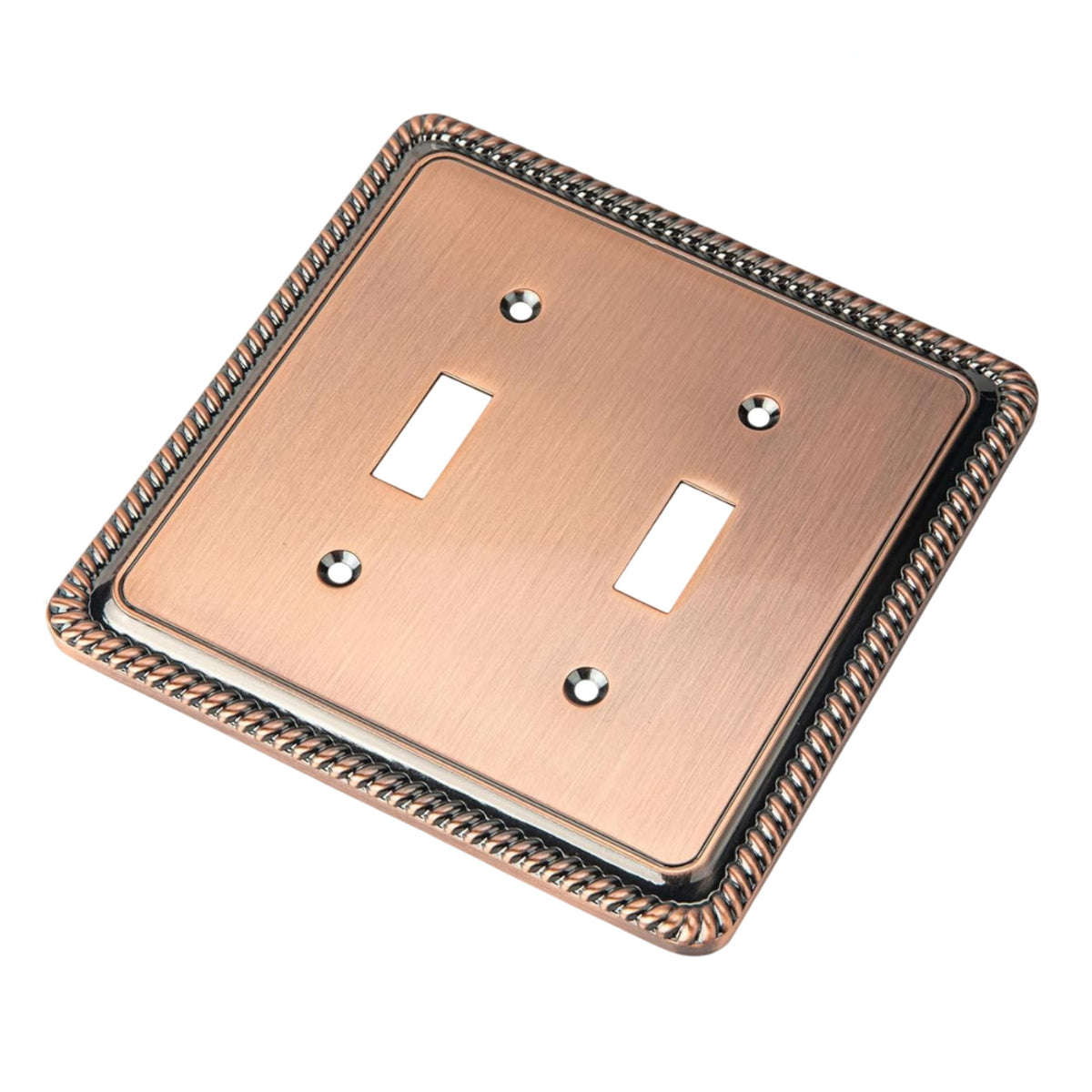 Harmon Antique Copper Double Toggle Rope Edge Switchplate Cover
