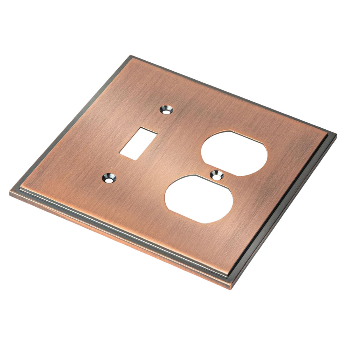 Harmon Antique Copper Single Toggle / Single Duplex Soft Modern Switchplate Cover