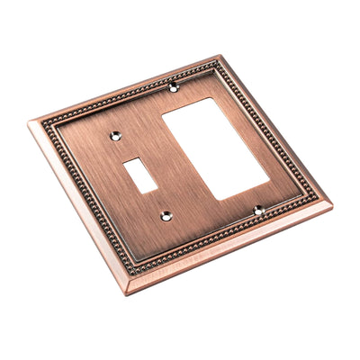 Harmon Antique Copper Single Toggle / Single Decora Decorative Switchplate Cover