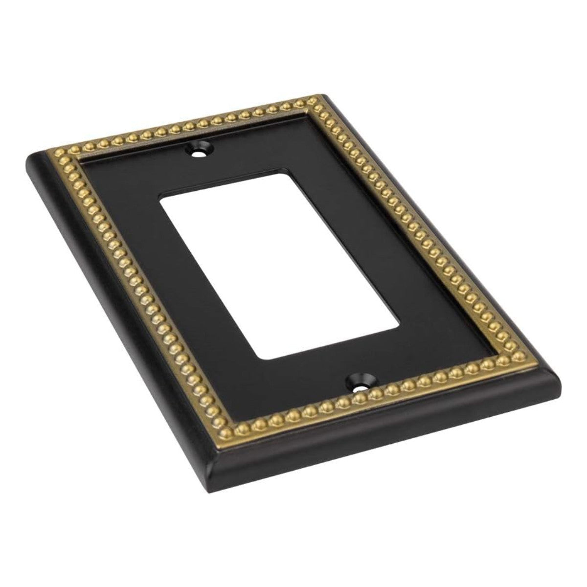 Harmon Black and Brushed Gold Single Decora Decorative Switchplate Cover