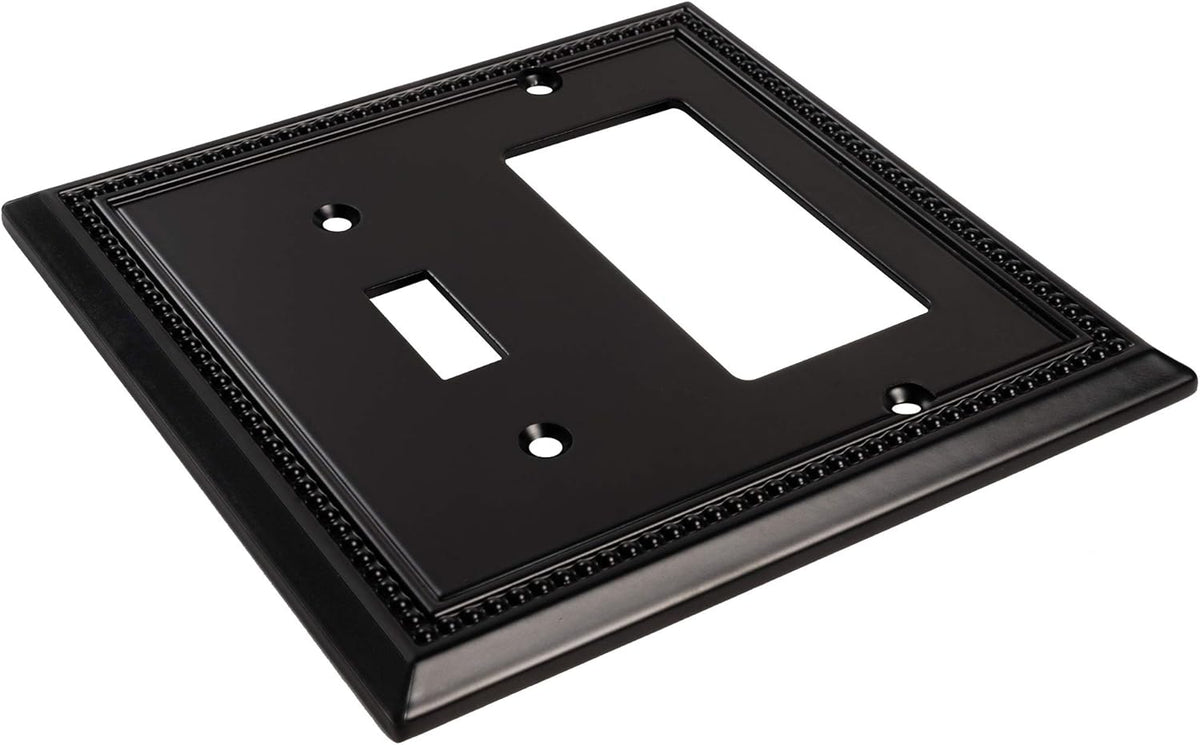 Harmon Matte Black Single Toggle / Single Decora Decorative Switchplate Cover
