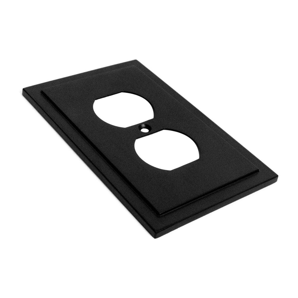 Harmon Matte Black Single Duplex Modern Edge Outlet Cover