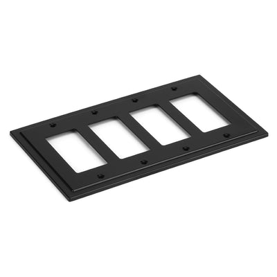 Harmon Matte Black Quad Decora Modern Edge Switchplate Cover