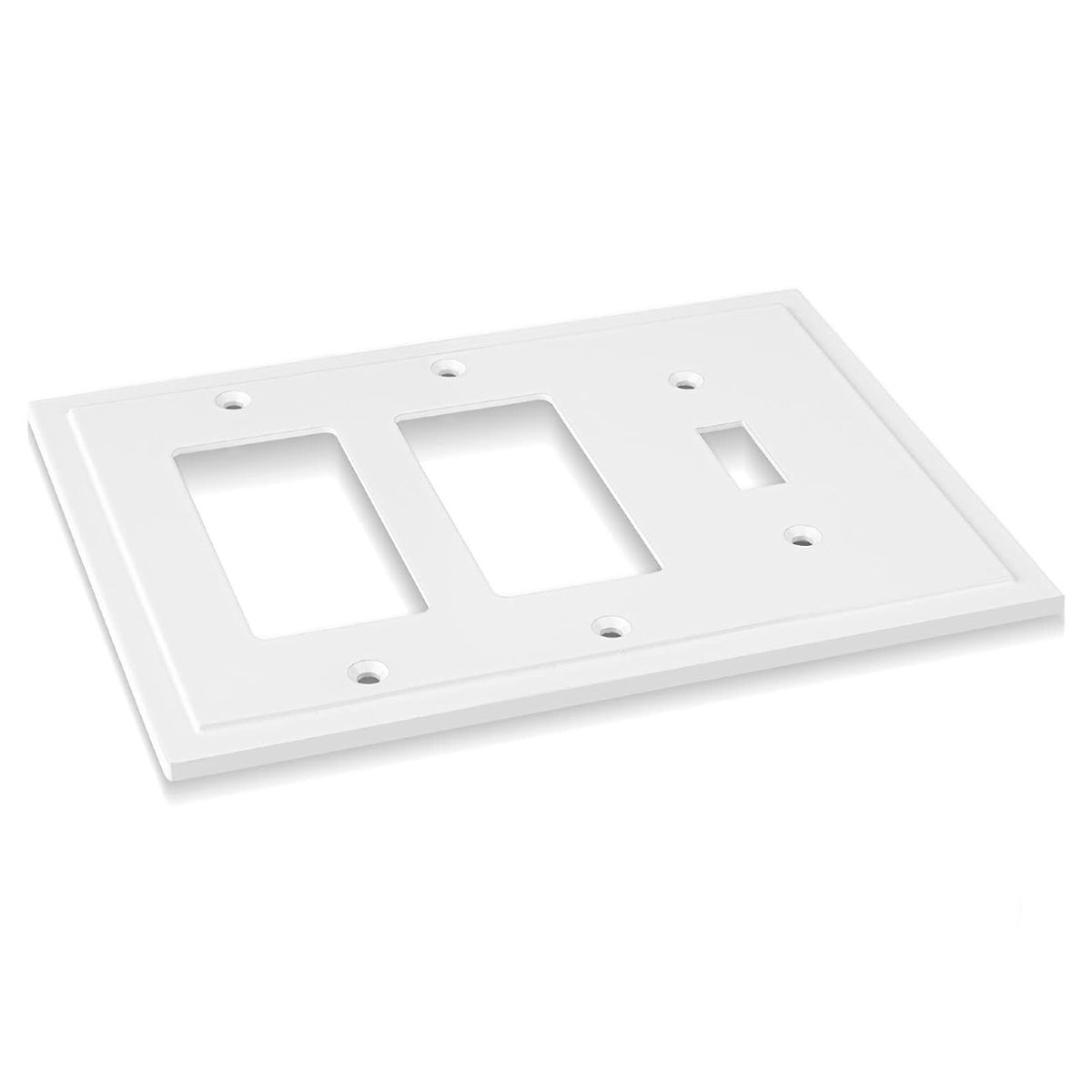 Harmon White Single Toggle / Double Decora Modern Edge Switchplate Cover