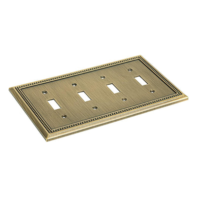 Harmon Antique Brass Quad Toggle Decorative Switchplate Cover