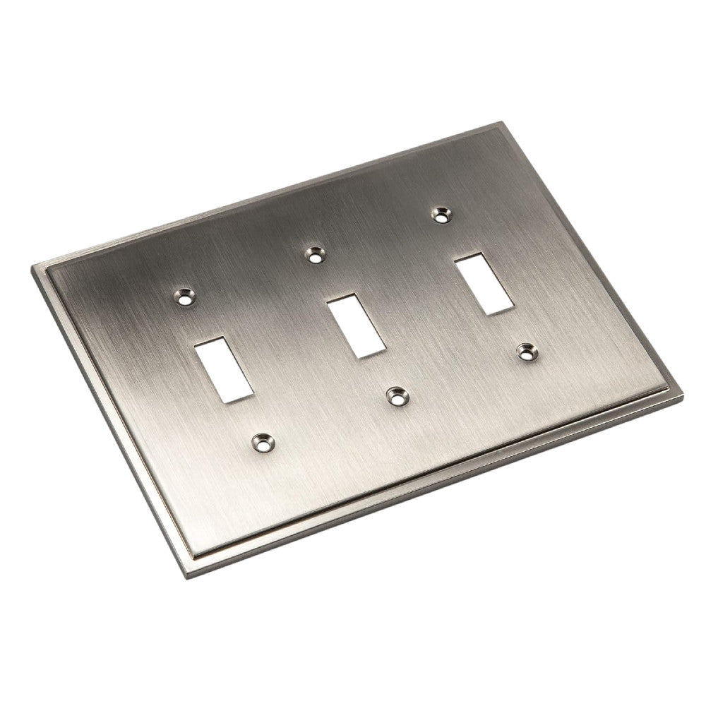 Harmon Satin Nickel Triple Toggle Soft Modern Switchplate Cover