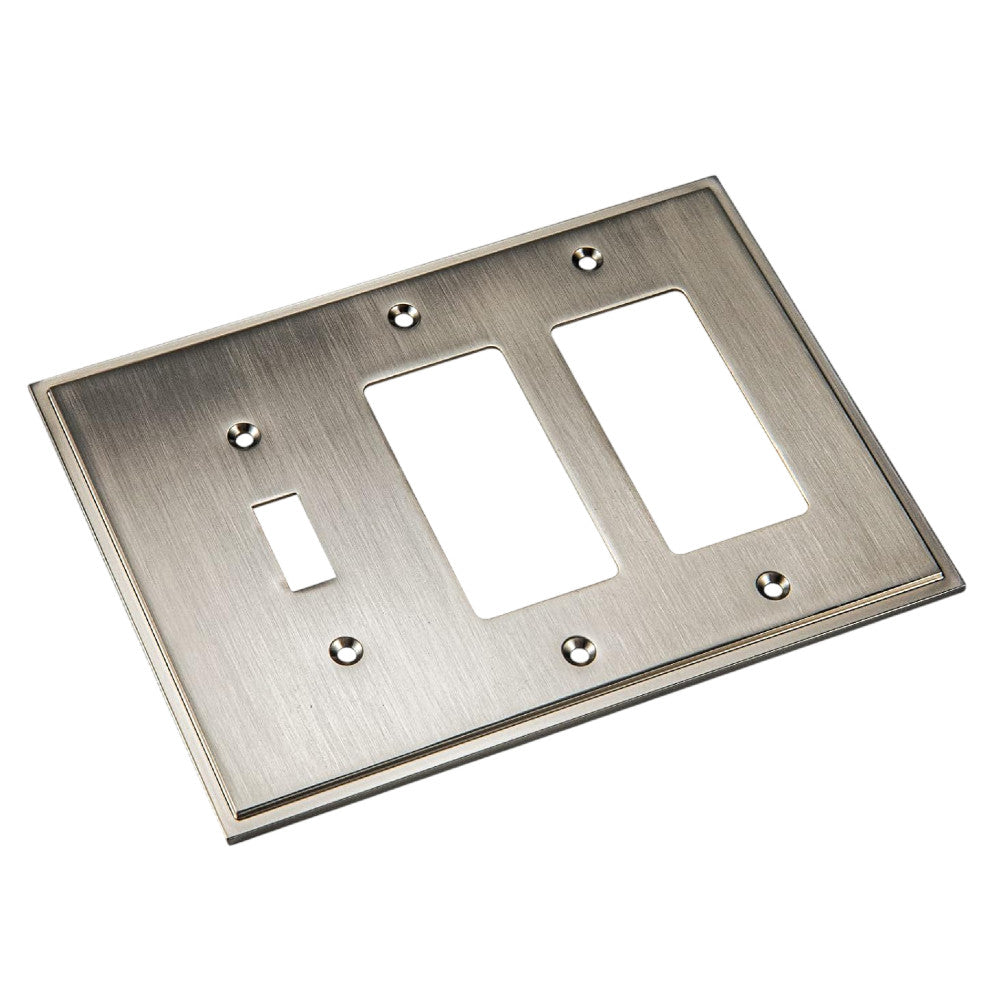 Harmon Satin Nickel Single Toggle / Double Decora Soft Modern Switchplate Cover