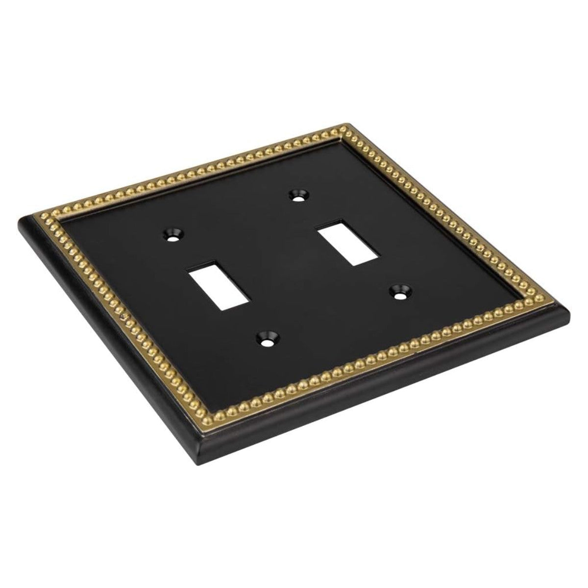 Harmon Black and Brushed Gold Double Toggle Decorative Switchplate Cover