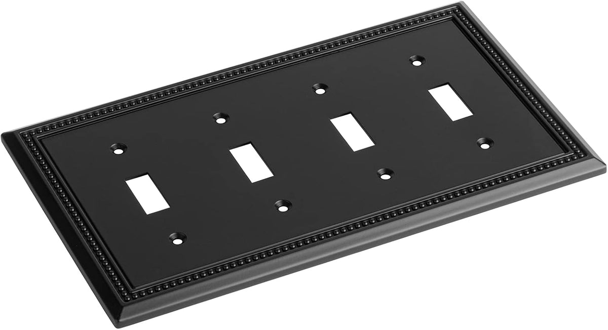 Harmon Matte Black Quad Toggle Decorative Switchplate Cover