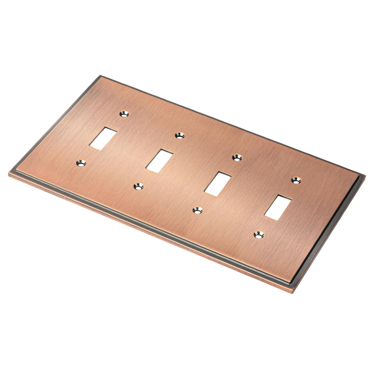 Harmon Antique Copper Quad Toggle Soft Modern Switchplate Cover
