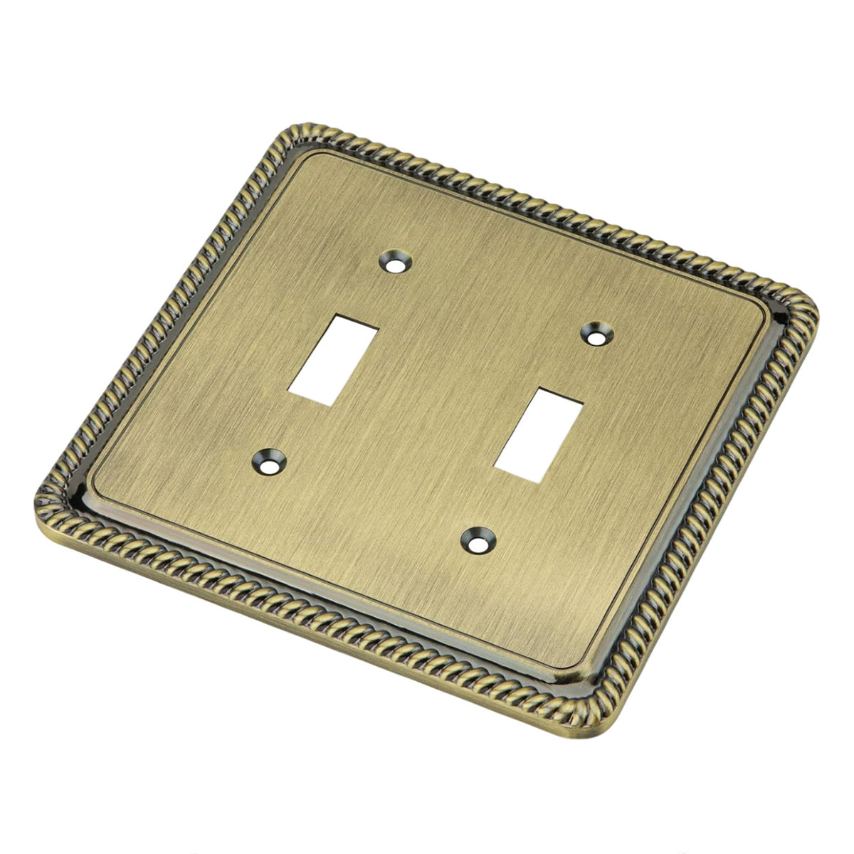 Harmon Antique Brass Double Toggle Rope Edge Switchplate Cover