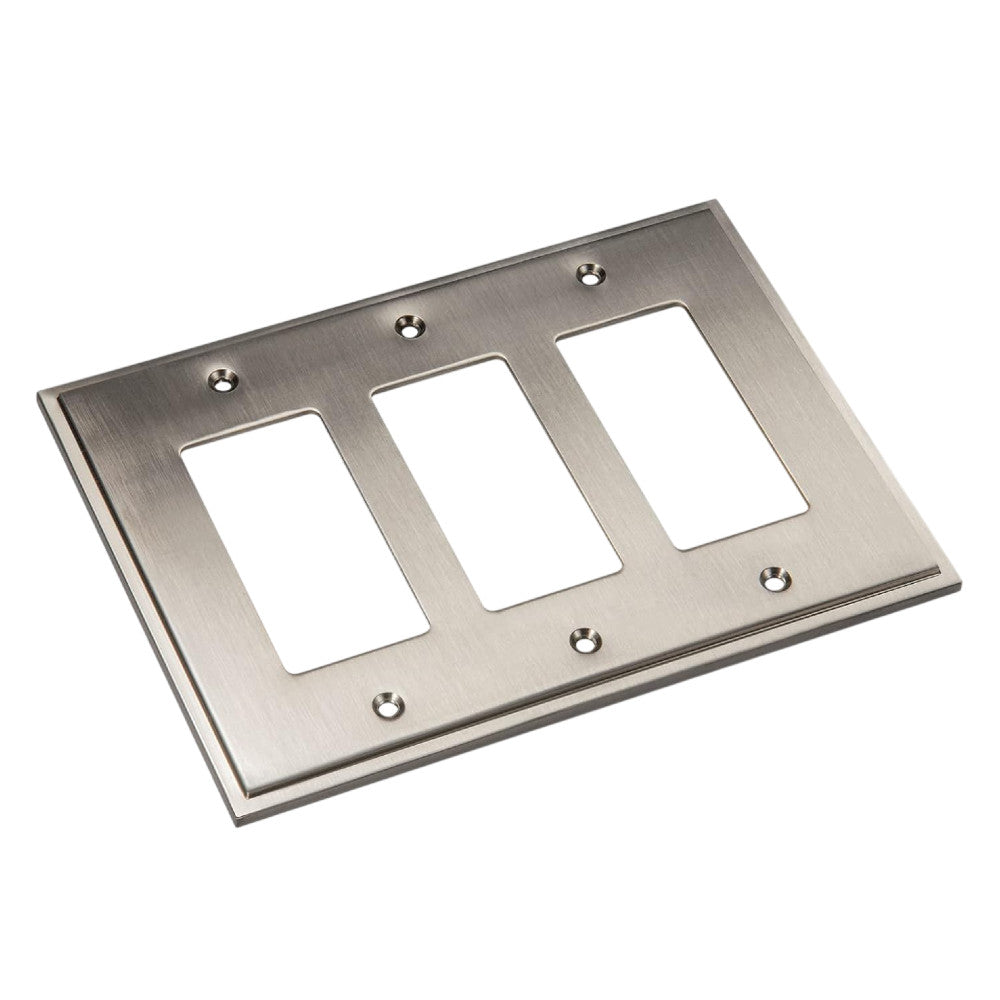 Harmon Satin Nickel Triple Decora Soft Modern Switchplate Cover