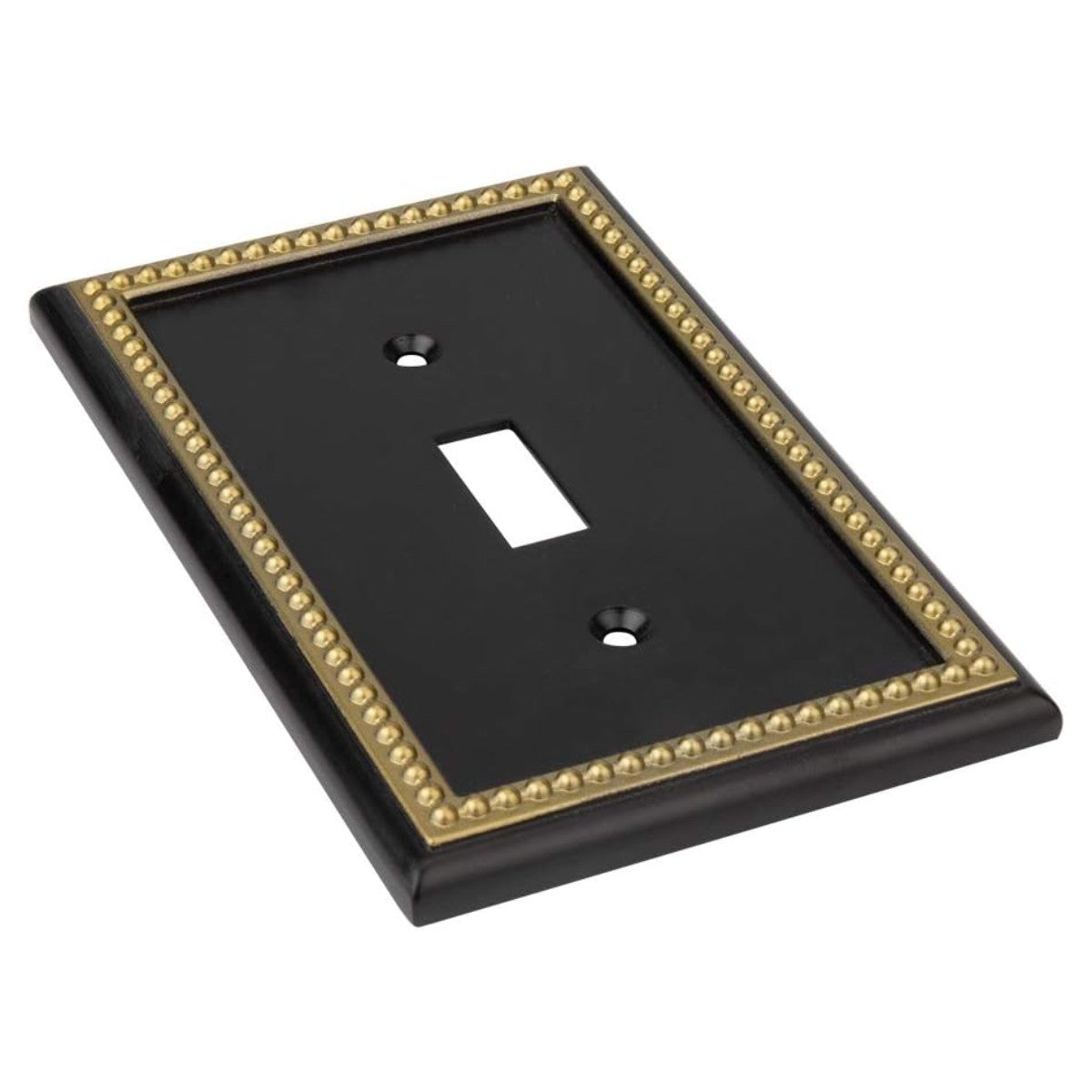 Harmon Black and Brushed Gold Single Toggle Decorative Switchplate Cover