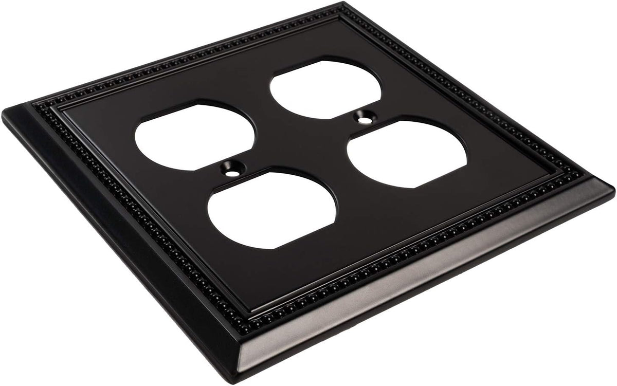 Harmon Matte Black Double Duplex Decorative Outlet Cover