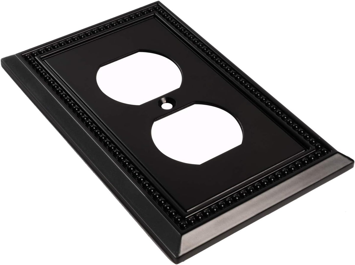 Harmon Matte Black Single Duplex Decorative Outlet Cover