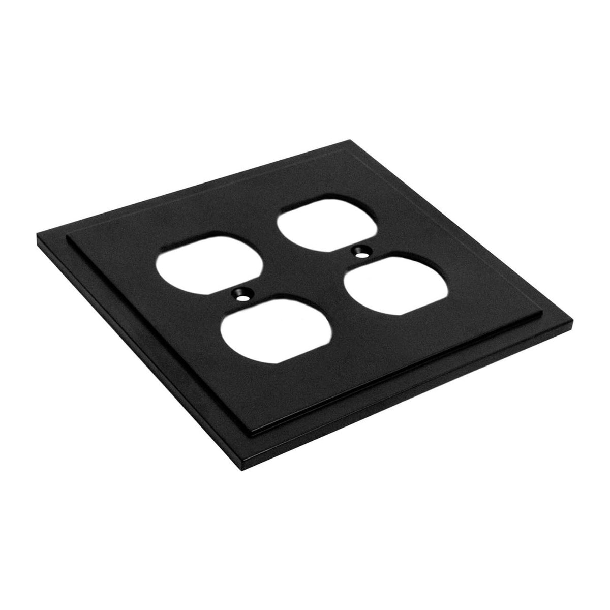 Harmon Matte Black Double Duplex Modern Edge Outlet Cover