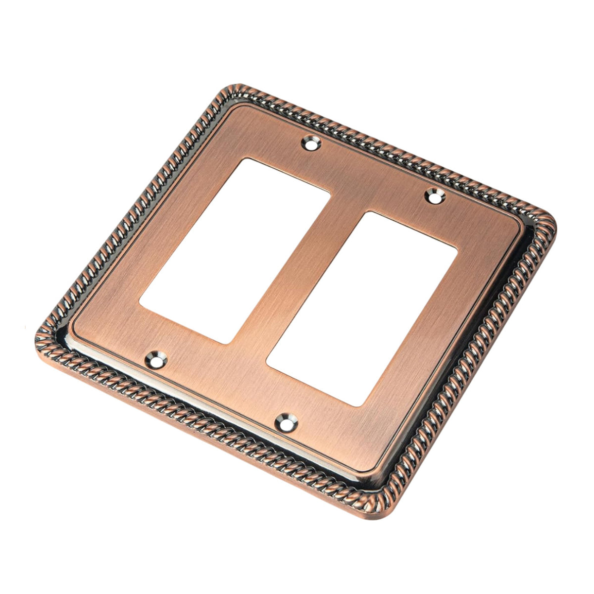 Harmon Antique Copper Double Decora Rope Edge Switchplate Cover