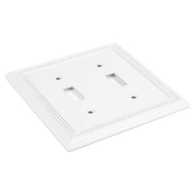 Harmon White Double Toggle Decorative Switchplate Cover