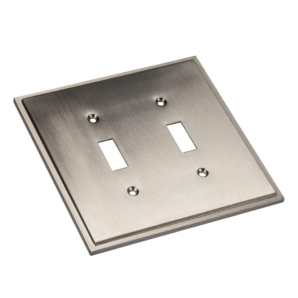 Harmon Satin Nickel Double Toggle Soft Modern Switchplate Cover
