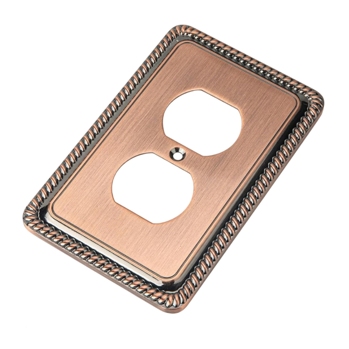 Harmon Antique Copper Single Duplex Rope Edge Outlet Cover