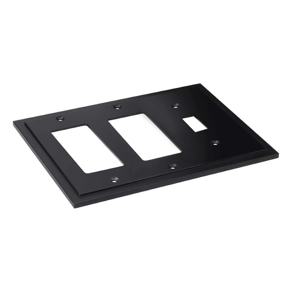 Harmon Matte Black Single Toggle / Double Decora Modern Edge Switchplate Cover