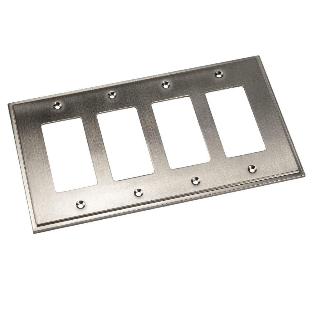 Harmon Satin Nickel Quad Decora Soft Modern Switchplate Cover