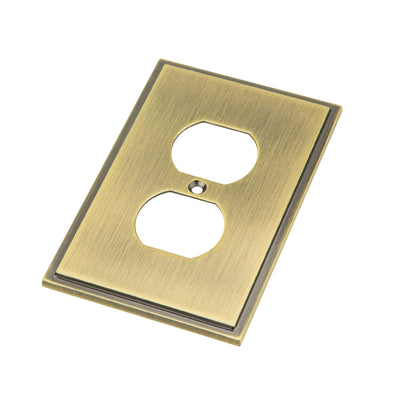 Harmon Antique Brass Single Duplex Soft Modern Outlet Cover