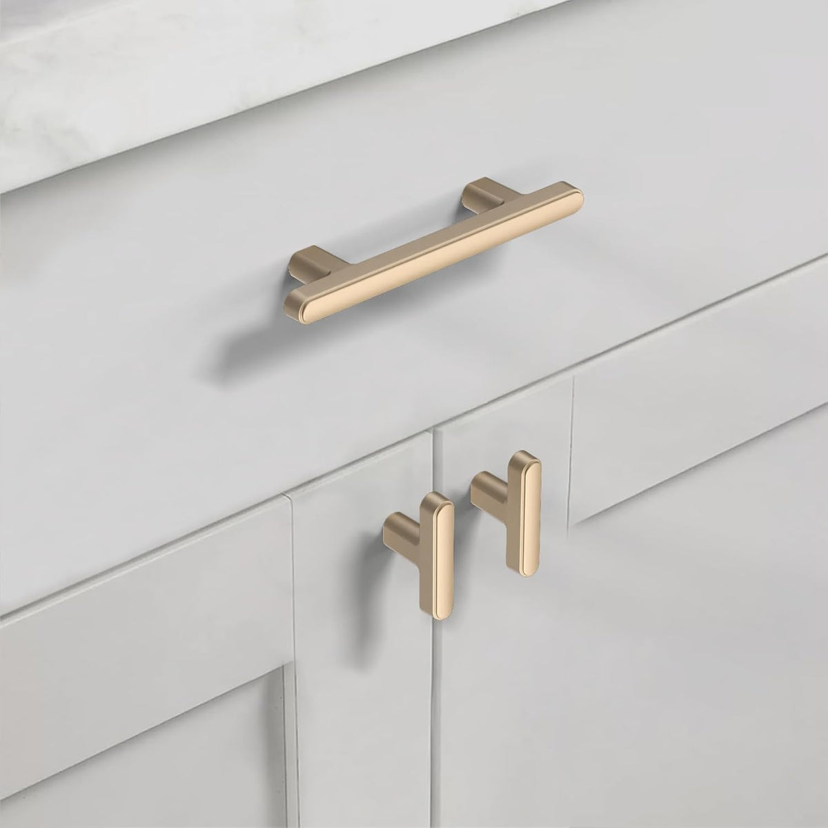 Asidrama 10 Pack 3 Inch (76mm) Champagne Bronze Kitchen Cabinet Handles