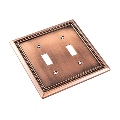 Harmon Antique Copper Double Toggle Decorative Switchplate Cover