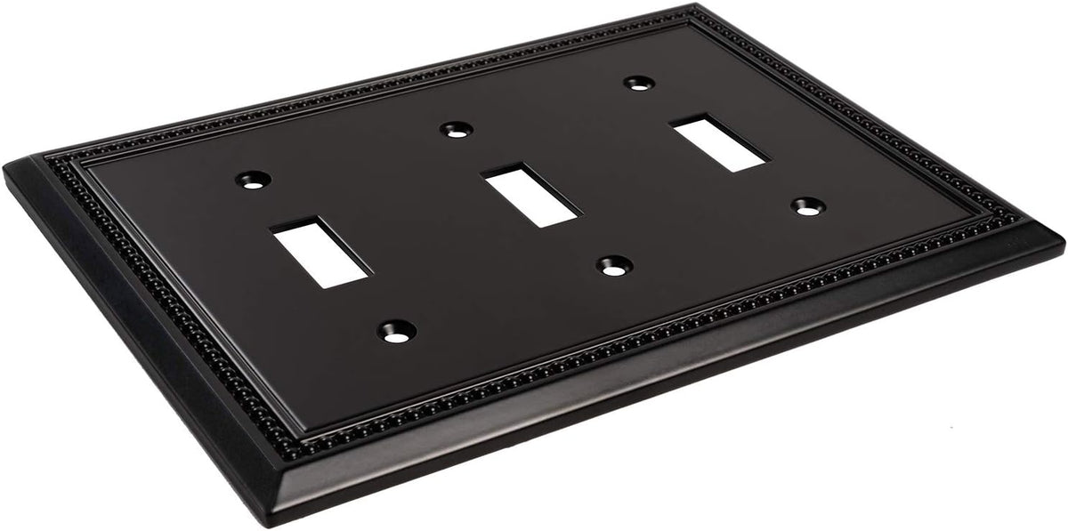 Harmon Matte Black Triple Toggle Decorative Switchplate Cover