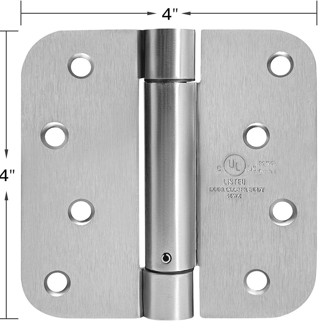 Spring Door Hinge, 4&quot; x 4&quot;, Satin Nickel (3 PACK)