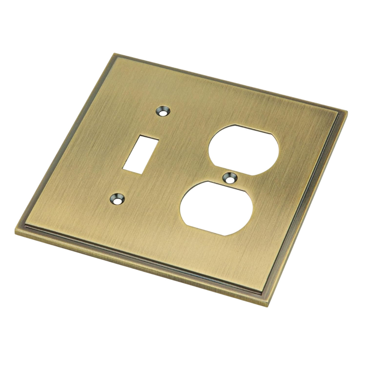 Harmon Antique Brass Single Toggle / Single Duplex Soft Modern Switchplate Cover