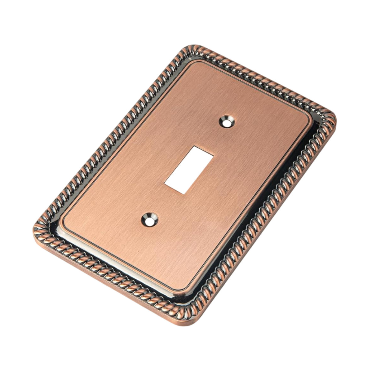 Harmon Antique Copper Single Toggle Rope Edge Switchplate Cover