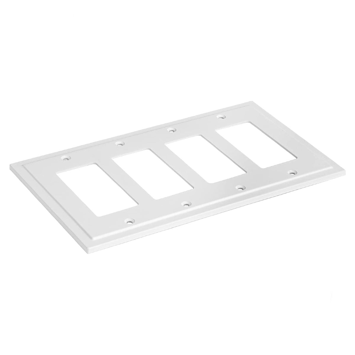 Harmon White Quad Decora Modern Edge Switchplate Cover