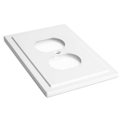 Harmon White Single Duplex Modern Edge Outlet Cover