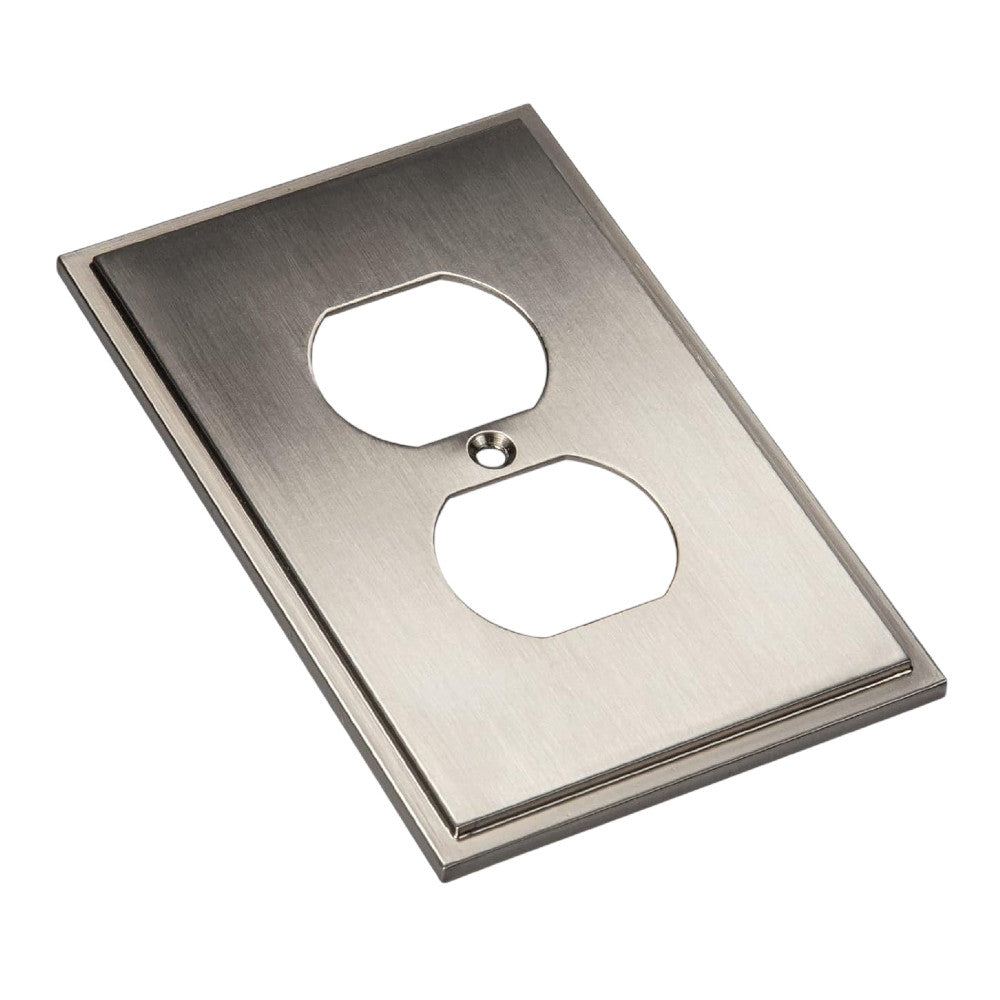 Harmon Satin Nickel Single Duplex Soft Modern Outlet Cover