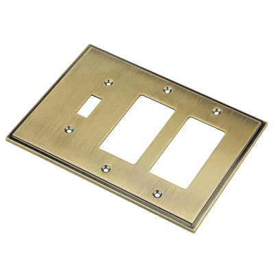 Harmon Antique Brass Single Toggle / Double Decora Soft Modern Switchplate Cover