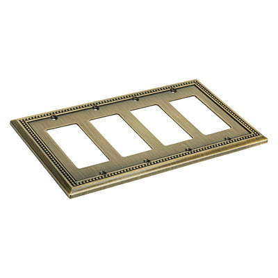 Harmon Antique Brass Quad Decora Decorative Switchplate Cover