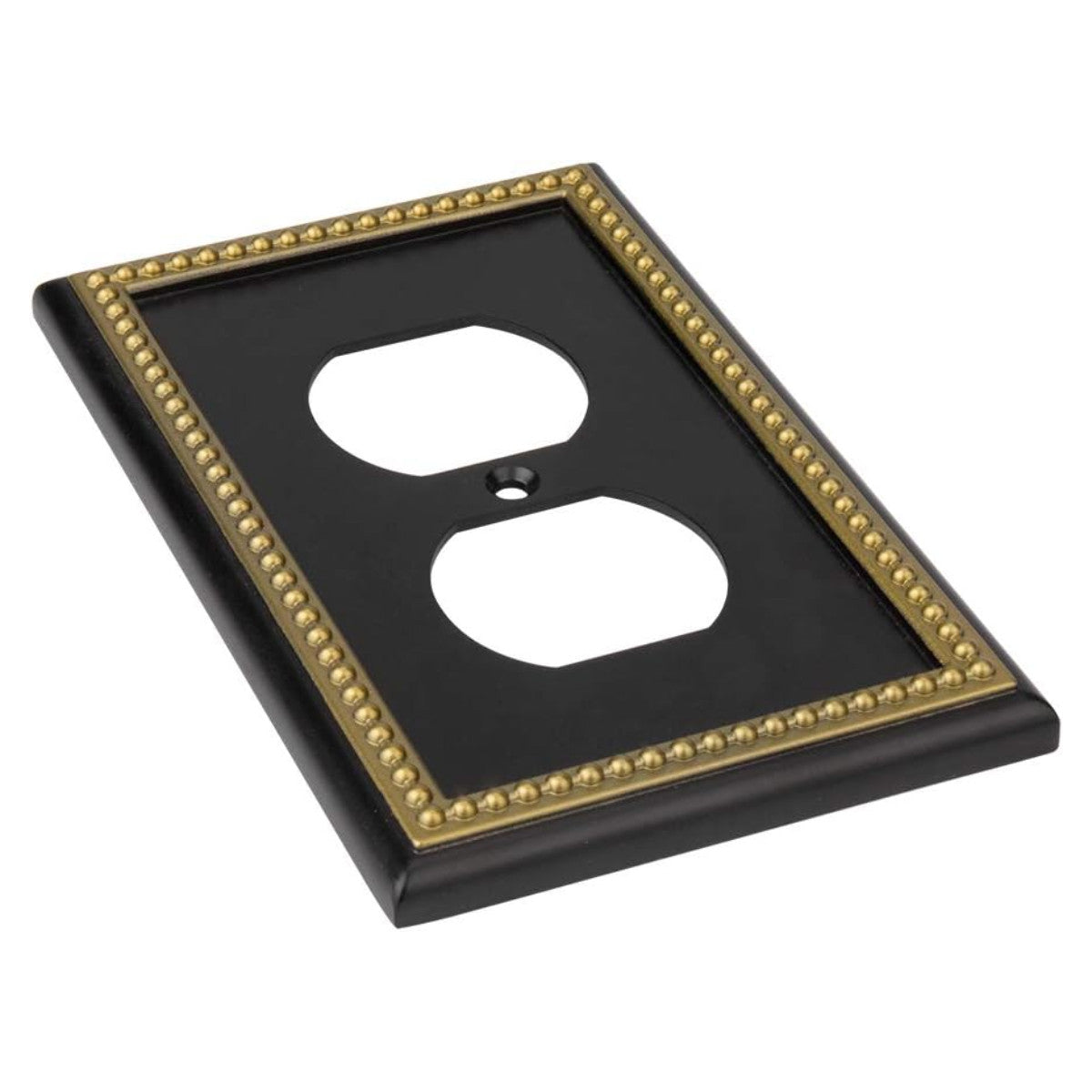 Harmon Black and Brushed Gold Single Duplex Decorative Outlet Cover