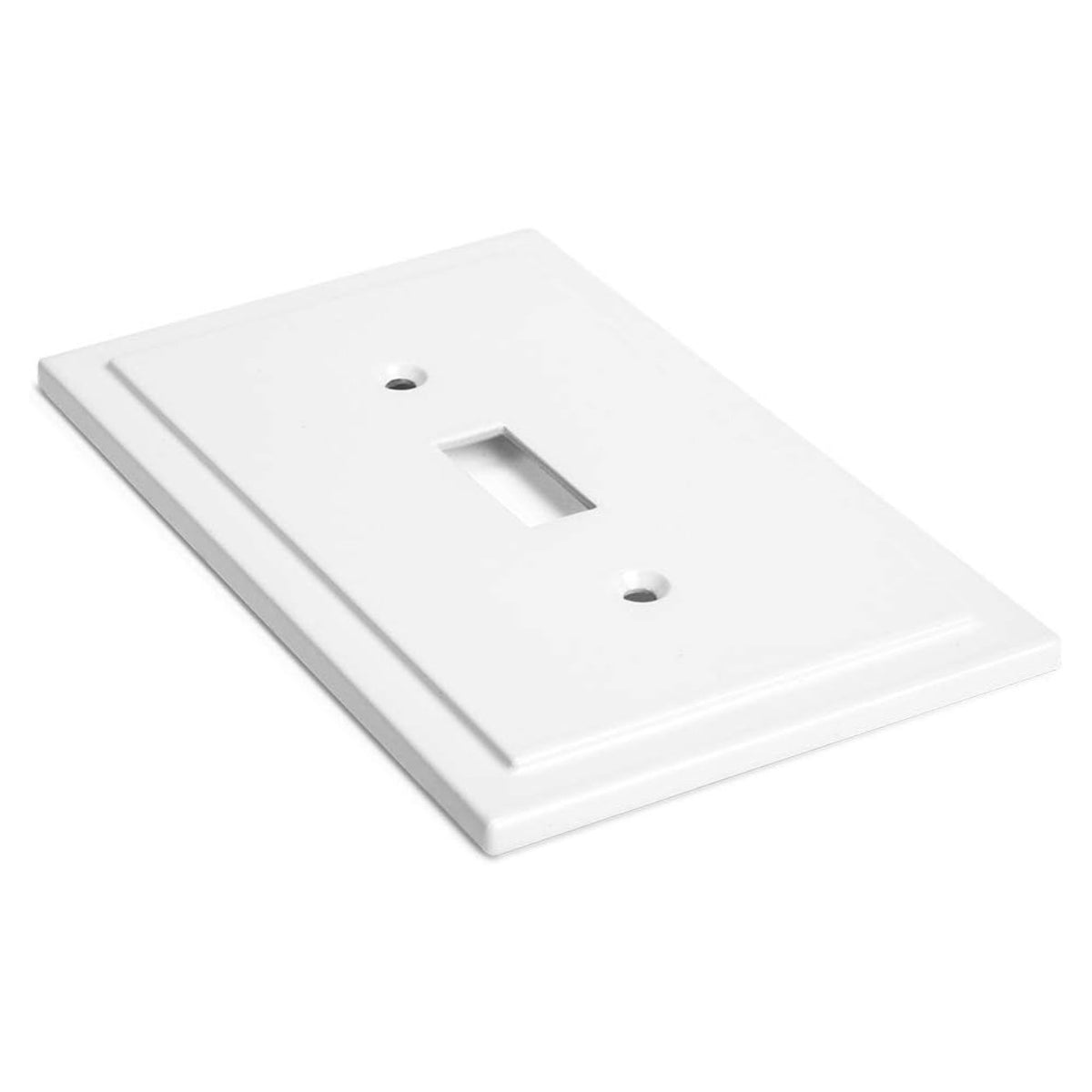 Harmon White Single Toggle Modern Edge Switchplate Cover