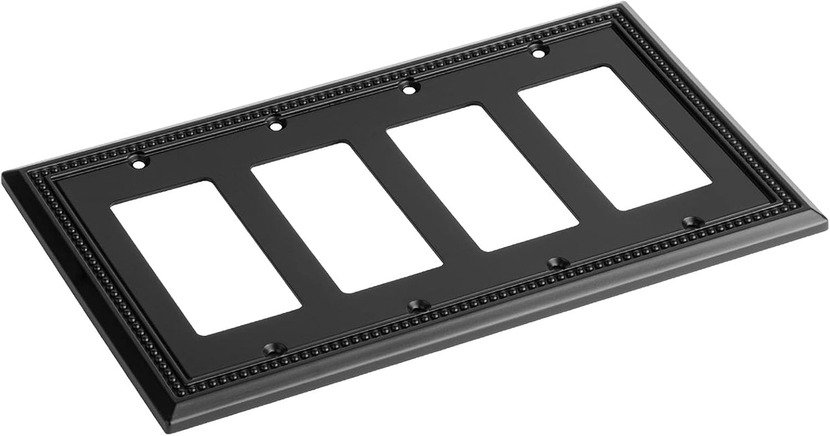 Harmon Matte Black Quad Decora Decorative Switchplate Cover