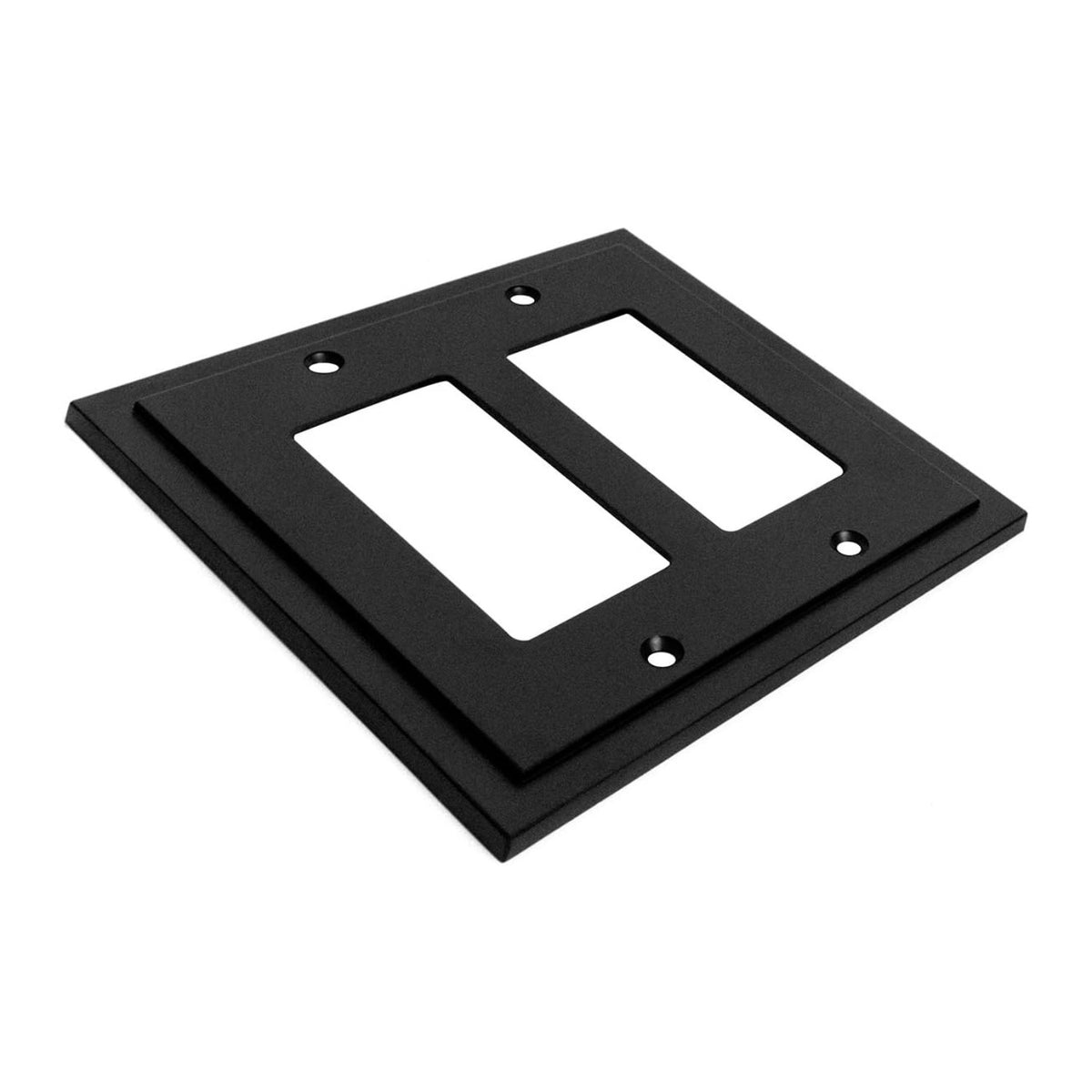 Harmon Matte Black Double Decora Modern Edge Switchplate Cover