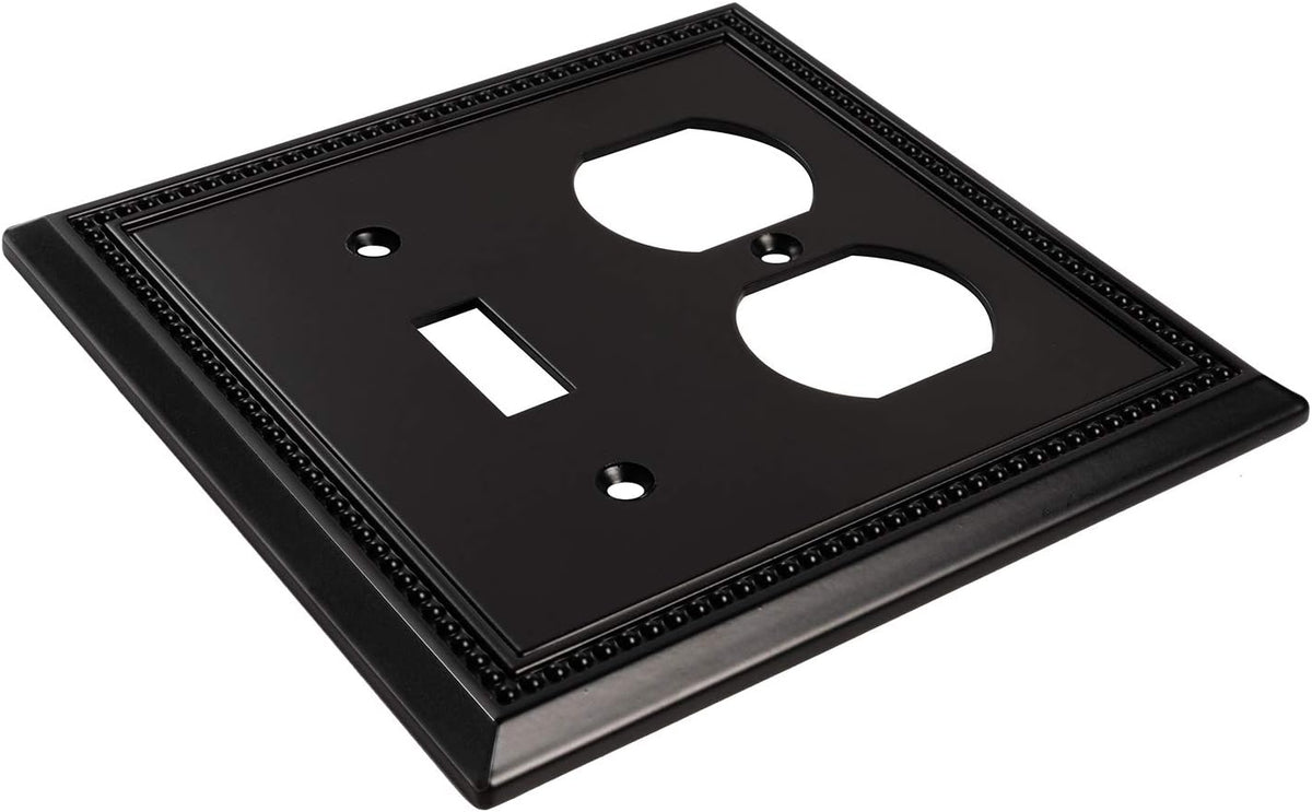 Harmon Matte Black Single Toggle / Single Duplex Decorative Switchplate Cover